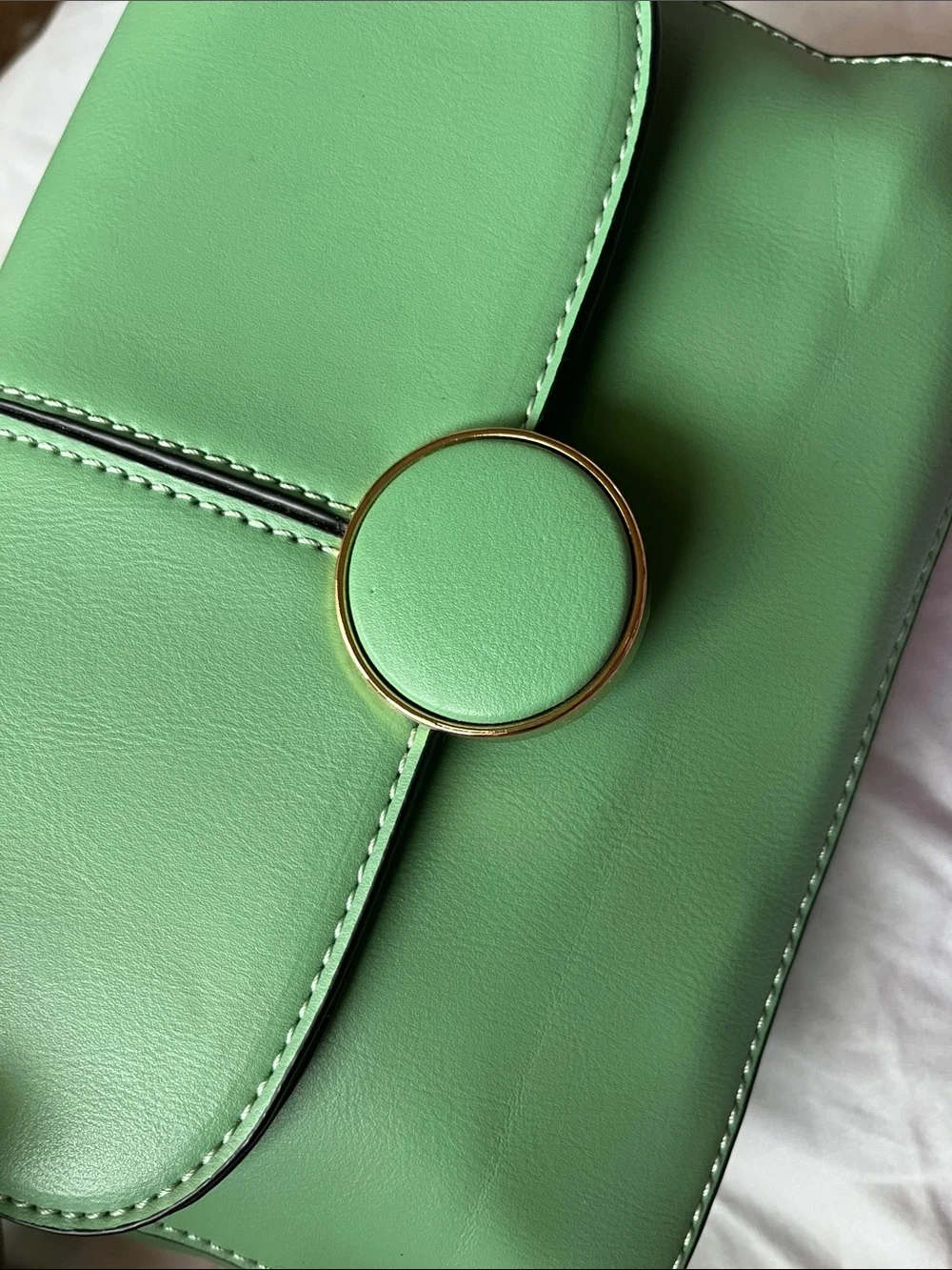 Green Circle-Accent Crossbody Bag